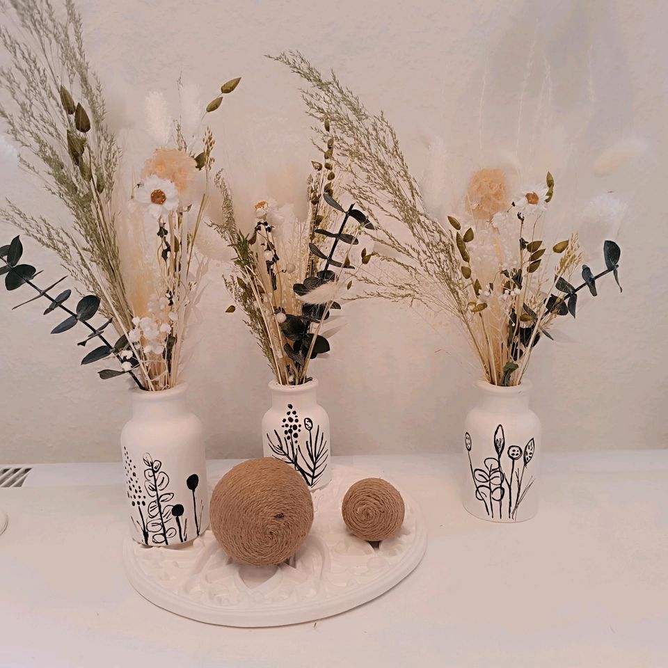 Vasen handbemalt Trockenblumen Skandi Boho Handmade by Tante Deko in Lemgo