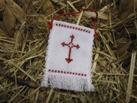 Osterfähnchen Kreuz rot für Osterlamm Fahne, Handarbeit religiös Bayern - Mettenheim Vorschau