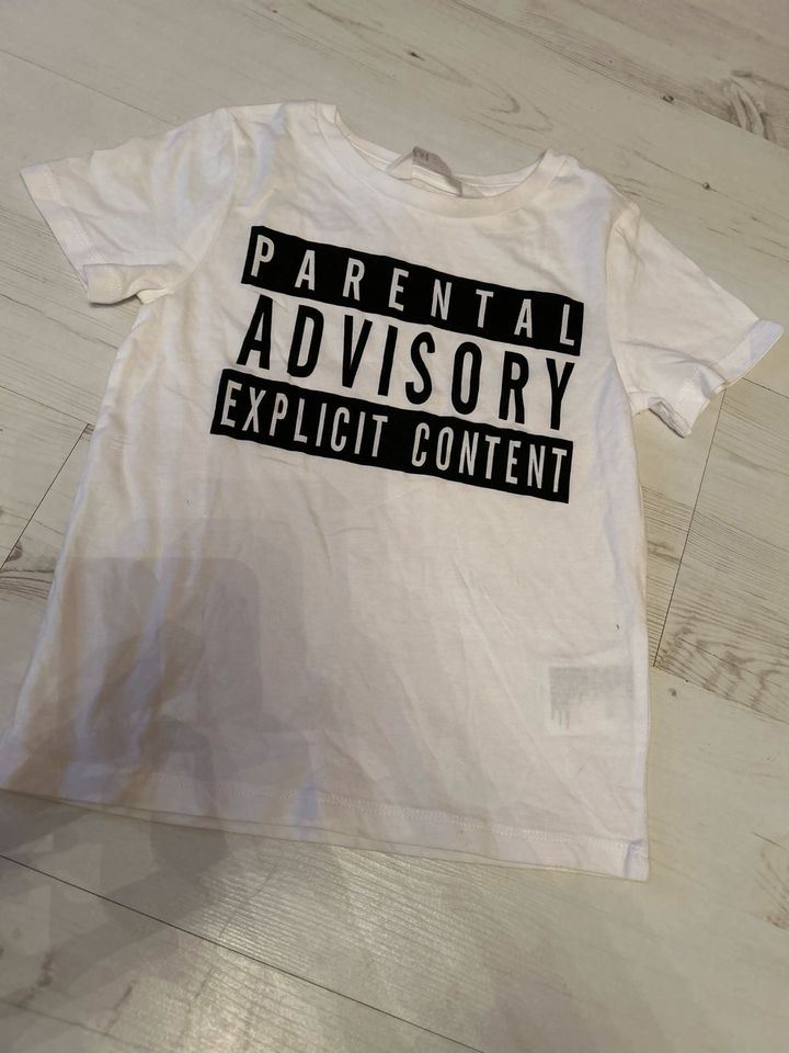 H M Parental Advisory Top Label Musik Band T Shirt 98 104 neu in