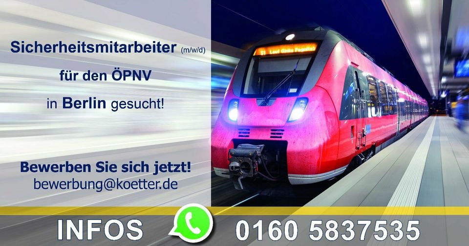 Sicherheitsmitarbeiter (m/w/d) für den ÖPNV im Berlin gesucht in Berlin