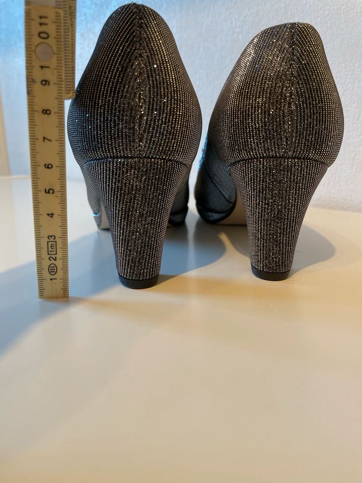 Gabor Pumps * 38 / 4,5 / schwarz Silber Glitzer * neu in Schonungen