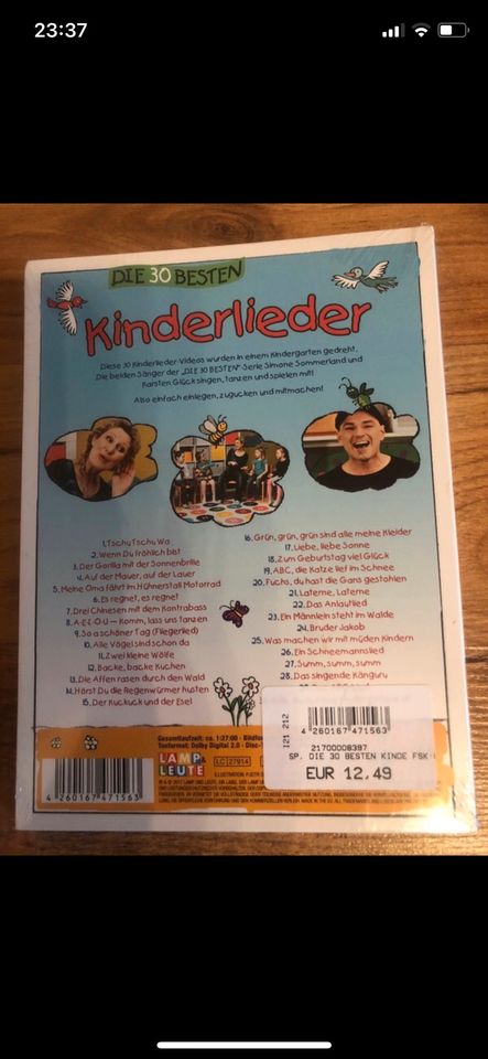 Neue DVD 30 besten Kinderlieder S. Sommerland in Dasing