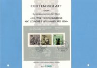 Briefmarken Ersttagblatt Weltpostkongress Hamburg 19.6.1984 Bayern - Münsing Vorschau