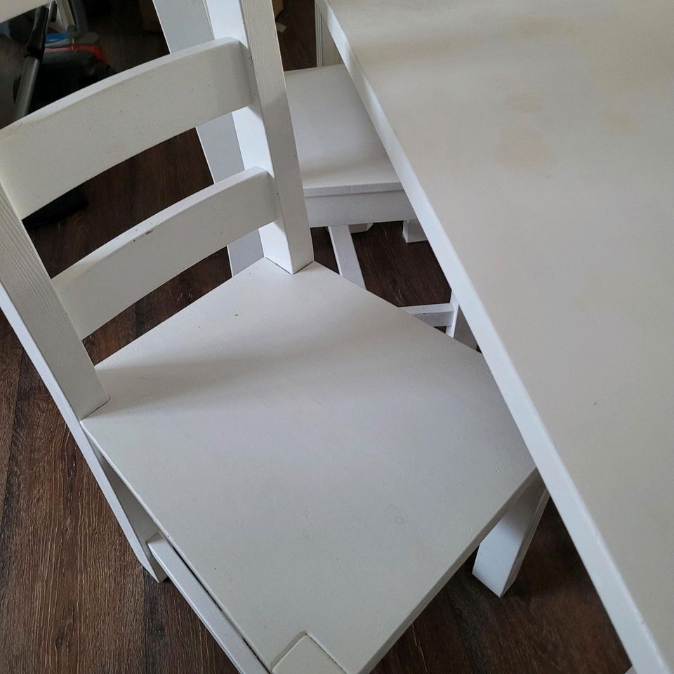 5 Stühle Eßzimmerstühle shabby Holz weiß in Herne