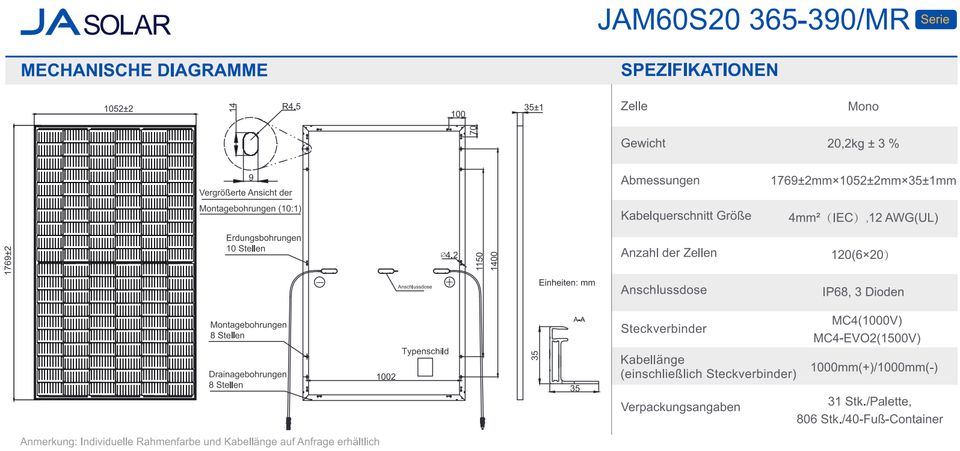 Solarmodul Solarpanel 385 Watt / JAM60S20-385-MR Mono PERC in Kulmbach