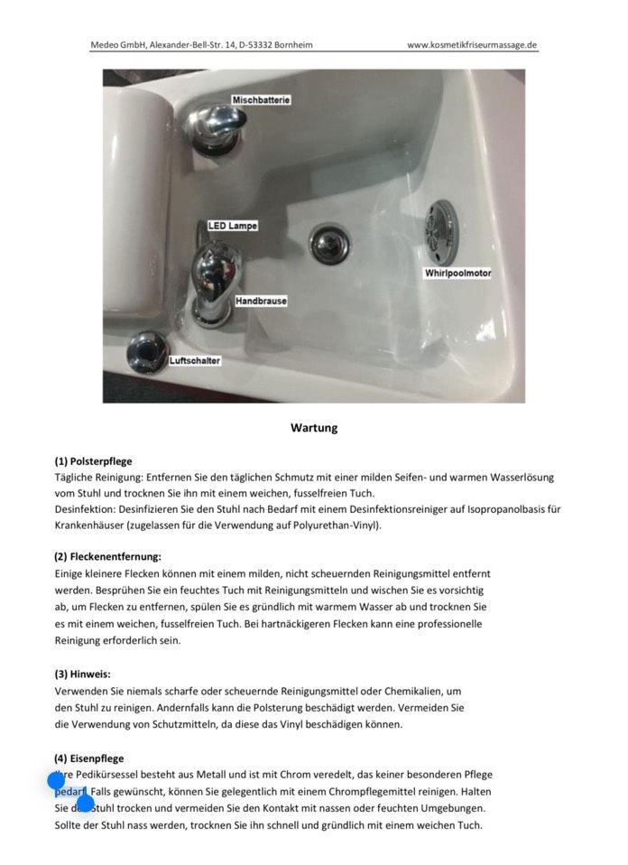 Pedikürestuhl mit Waschbecken zu verkaufen in Köln