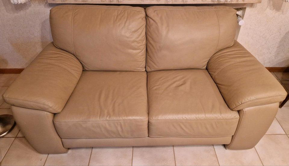 Sofa Leder beige ca 170 cm in Dreieich