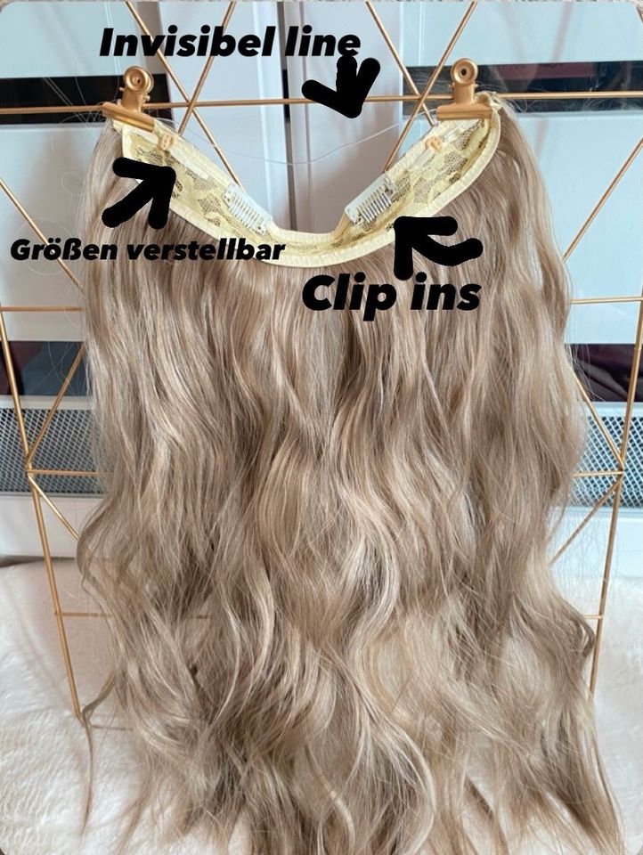 Aschblonde Blonde Invisibel Echthaar Imitat Clip in Extensions in Weil der Stadt