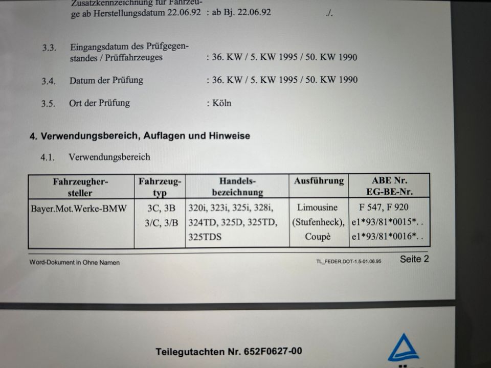 Tieferlegungsfedern H&R E36 Coupe/Limo 320i/323i/325i/328i NEU in Untermeitingen