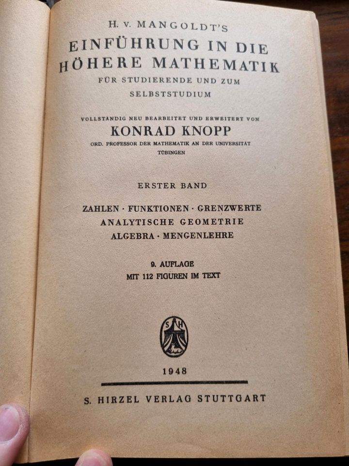 Einführung in die höhere Mathematik Konrad Knopp 9.auflage 3Bände in München