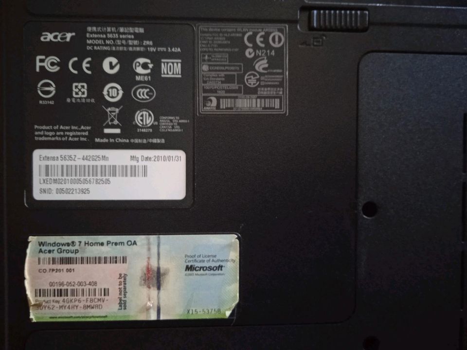 Notebook Acer Extensa 5653  Tasche ohne Akku funktionstüchtig in Lüdenscheid