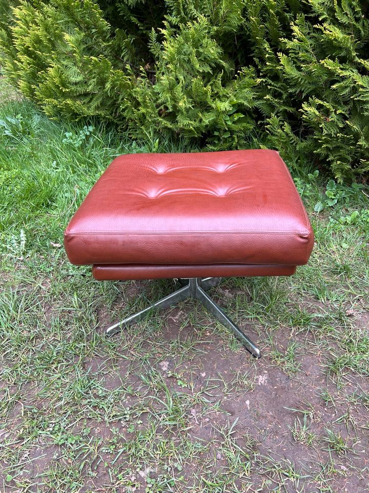 Vintage Drehhocker Ottoman Sessel Leder Chrom 70er Mid-Century in Trier