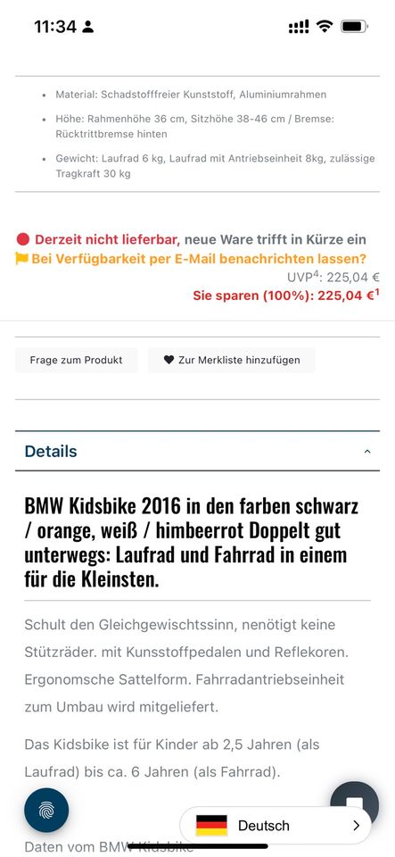 BMW Kinderfahrrad in Feldkirchen
