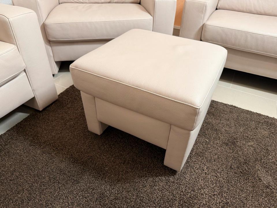 Leder Sitzgarnitur 1 Sofa + 2 Sessel + 1 Hocker (Sofa Sitzgruppe) in Neunkirchen-Seelscheid
