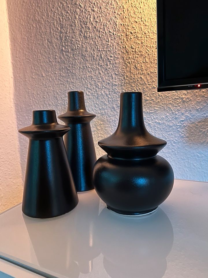Steingut handmade Vase schwarz skandi vintage asa westwing 70er in Salzgitter