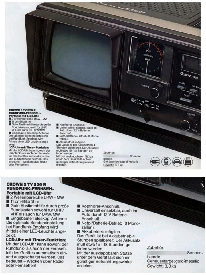 Vintage CROWN TV/Radio (Model: 526TVLCD) in Moers