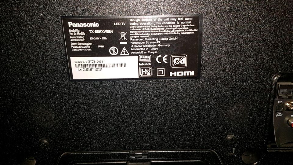 Panasonic TX-55HXW584 55 Zoll TV Fernseher Defekt Bastler in Hattenhofen