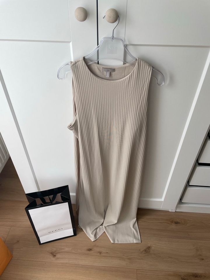 H&M Kleid XL beige nude ripp gerippt Midi Länge Midikleid 42 top in Aichach