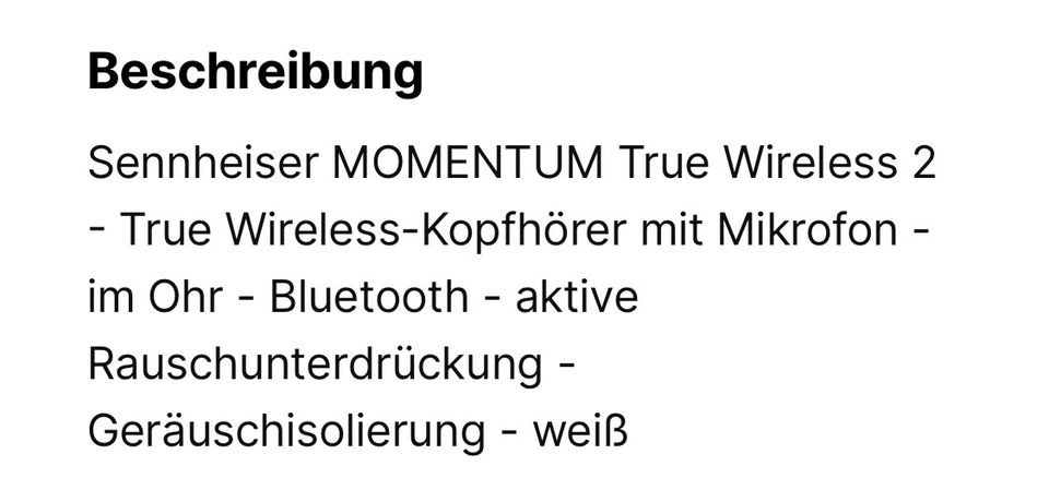 Sennheiser Momentum True Wireless 2 weiß in Merzenich