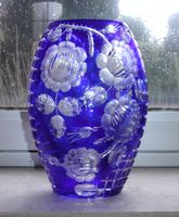 Vase Glasvase Lausitzer Bleikristall blau handgeschliffen Vintage Niedersachsen - Heemsen Vorschau