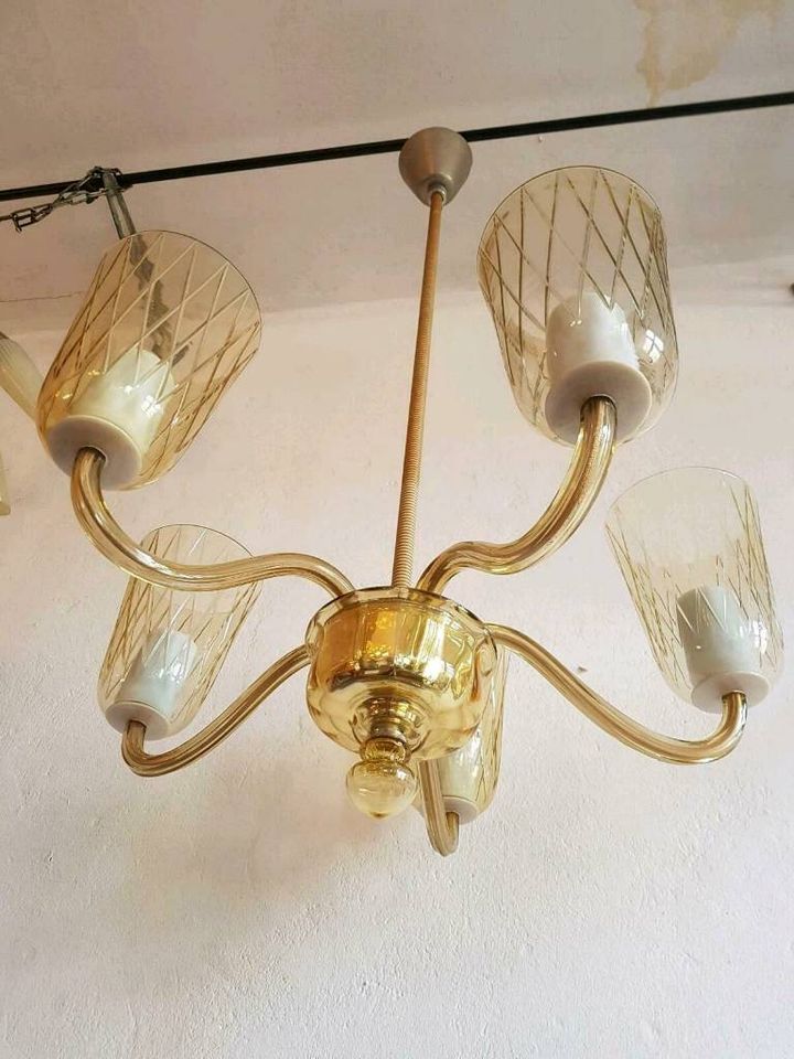 50er Kronleuchter Designauszeichnung Vollglas Deckenlampe hoch in Potsdam