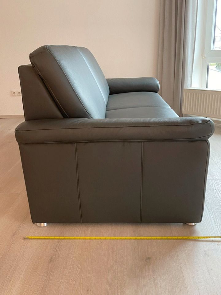 Sofa Couch 3-Sitzer Echtleder anthrazit Polinova neuwertig TOP in Sprockhövel