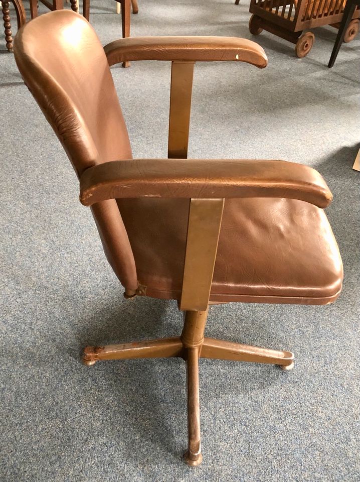 Mid Century Schreibtischstuhl Vintage Armchair braun in St. Leon-Rot