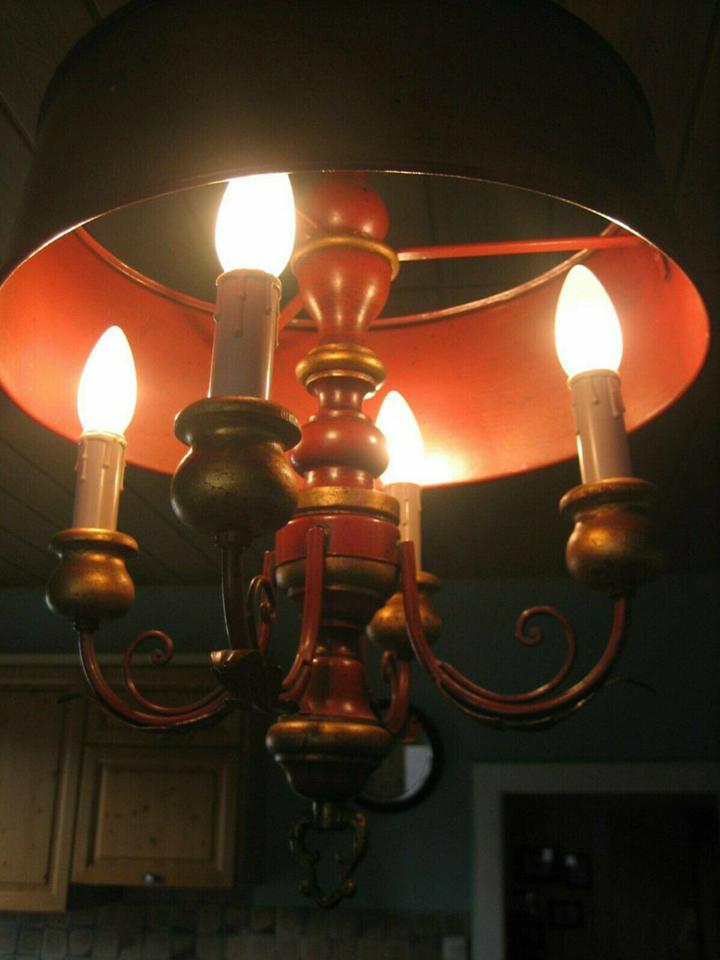 Kronleuchter 4 armig handbemalt Dekoration Vintage alte Lampe in Trier
