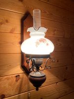 2 alte Wandlampen Vintage Öllampe Design Holz Blumen Lampe Sachsen - Krostitz Vorschau