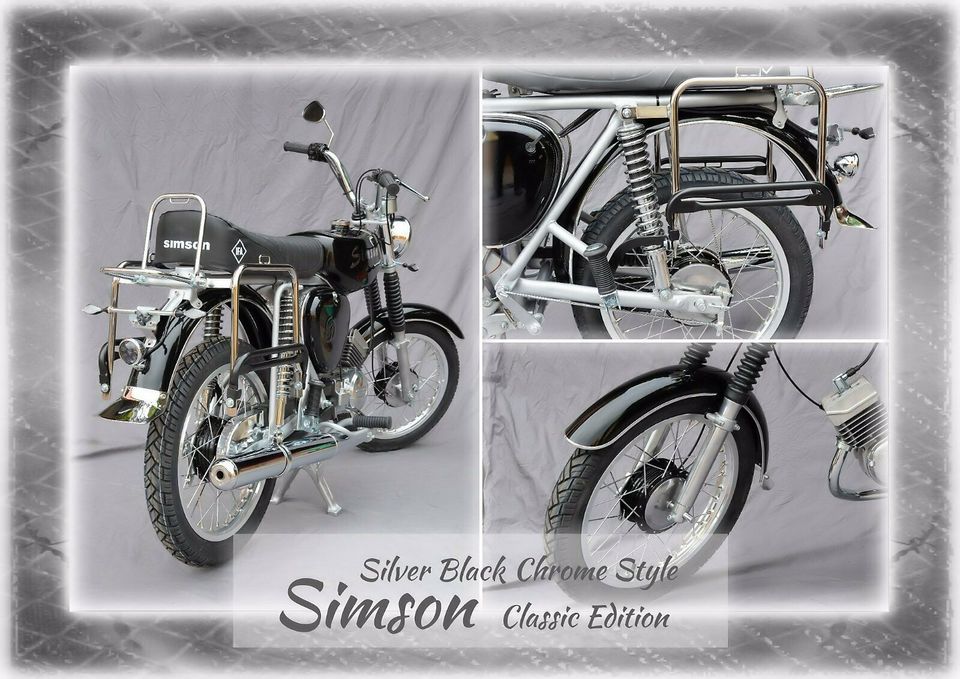 Simson S51 -NEUAUFBAU- Classic Edition-Silver Black Chrome Style in Wiehe