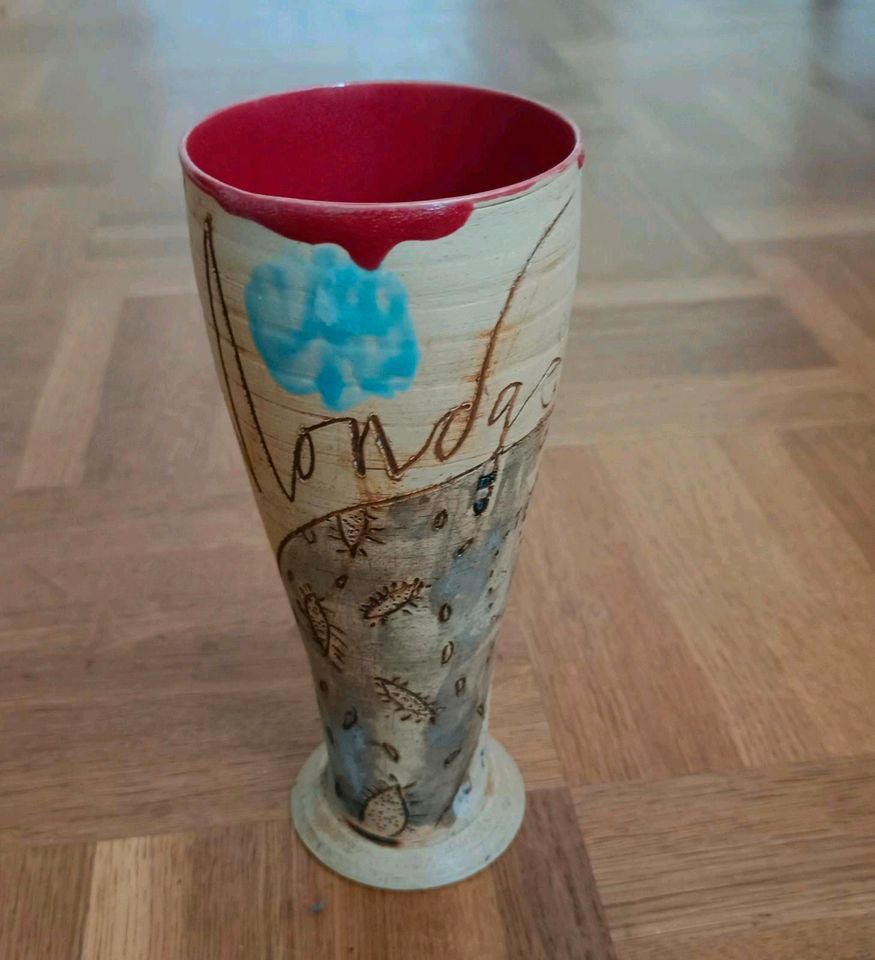 Mondgärten Becher Vase handgemacht getöpfert in Dresden