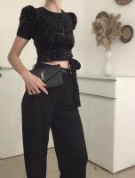 Shein schwarzes Paillettentop cropped S München - Hadern Vorschau