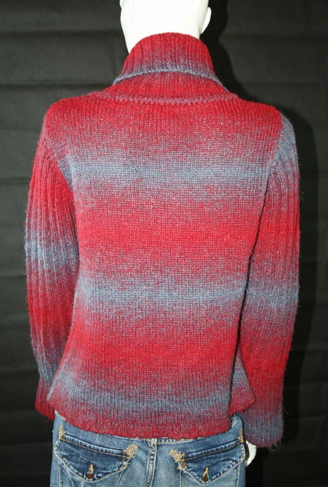 Toller Strickpulli Rollkragen Gr L  rot blau in Oberaurach