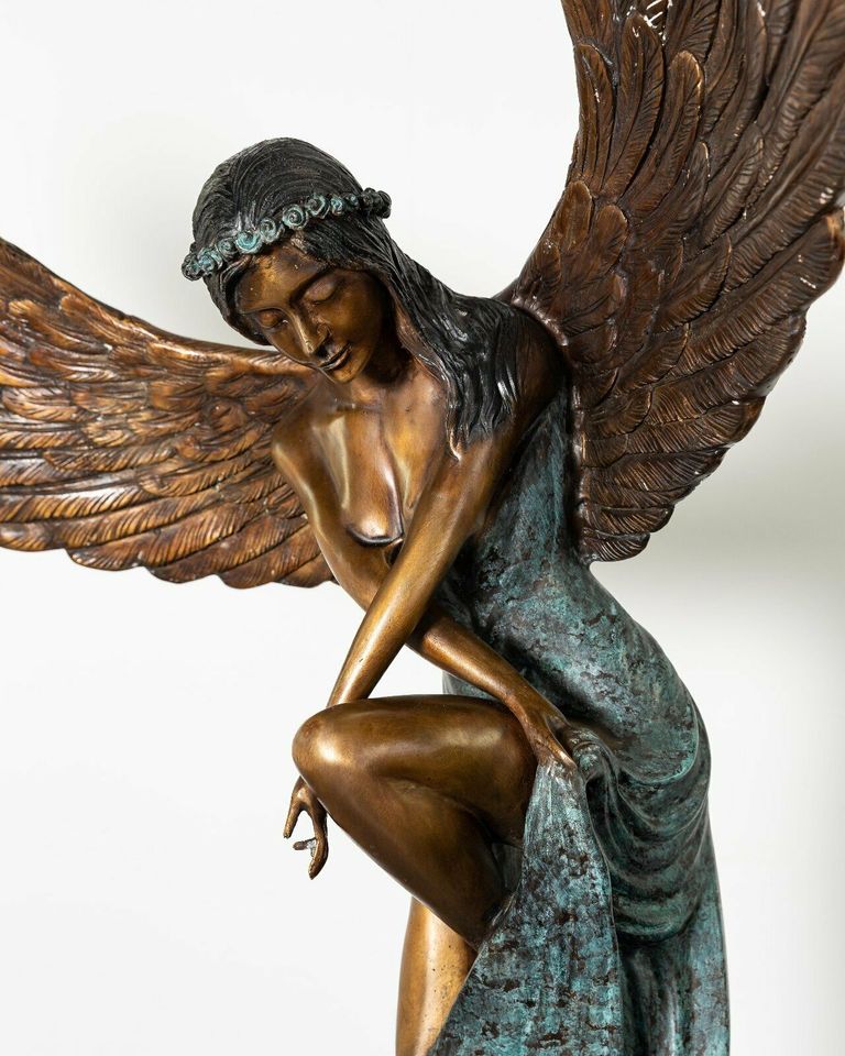 Bronze Skulptur Figur Modernist Akt Engel Angel Dekoration Flügel in Lage