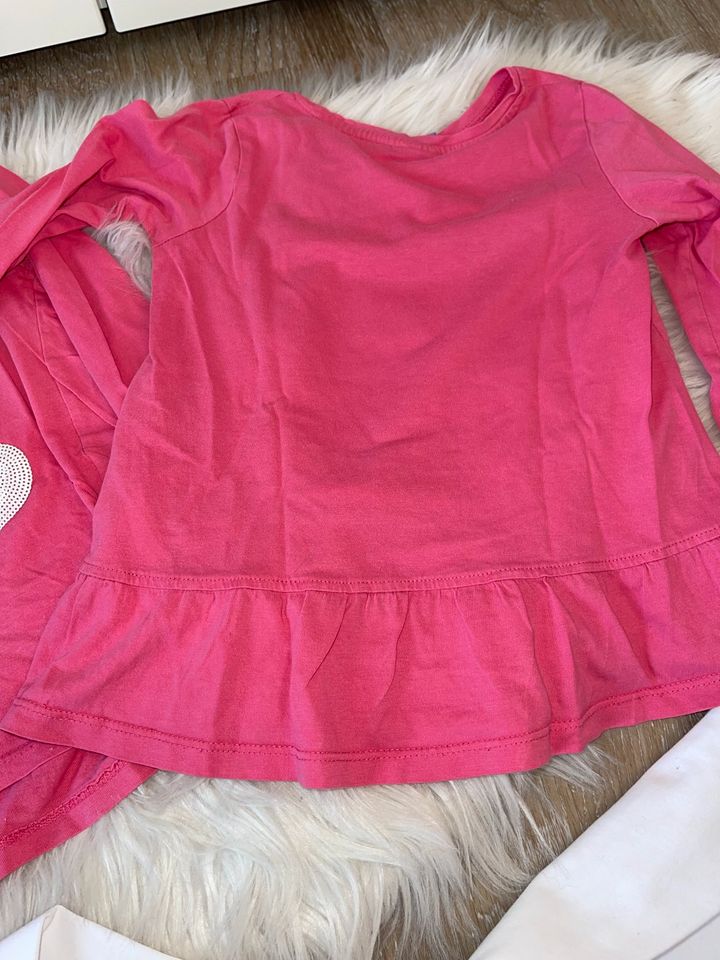 Zwillinge Einhorn Shirt pink rosa Leggings weiß 104 H&M in Sulz