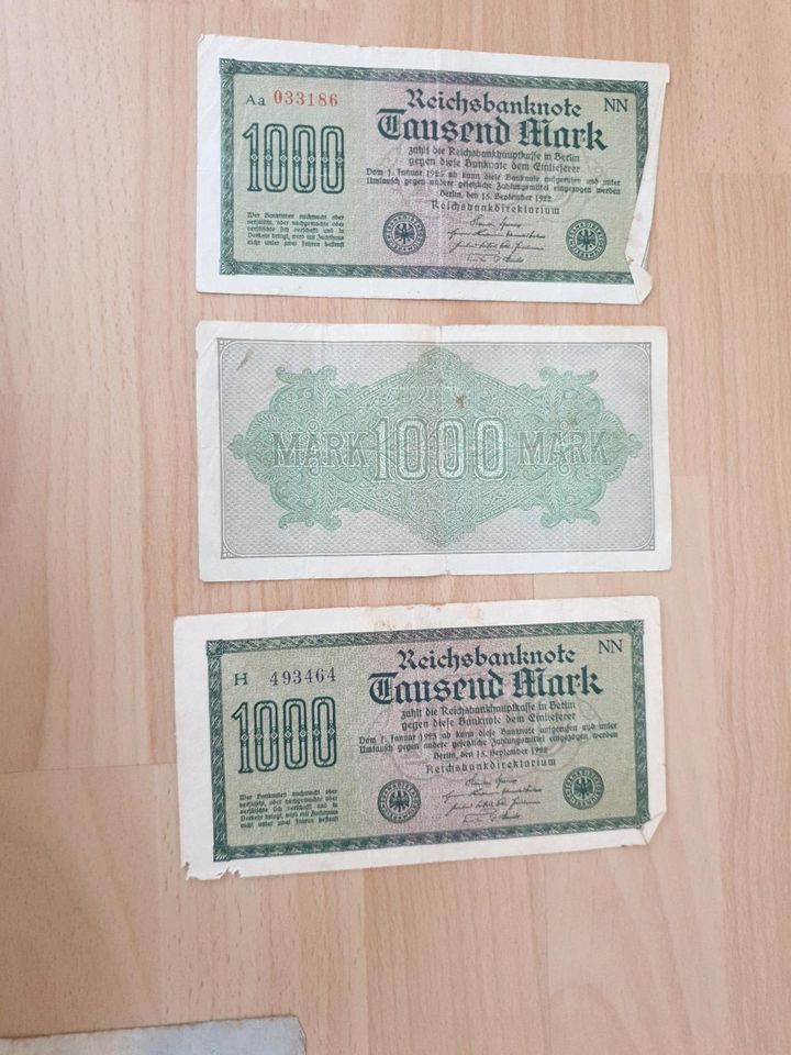 Geldscheine alt Mark Reichsbanknote in Mannheim