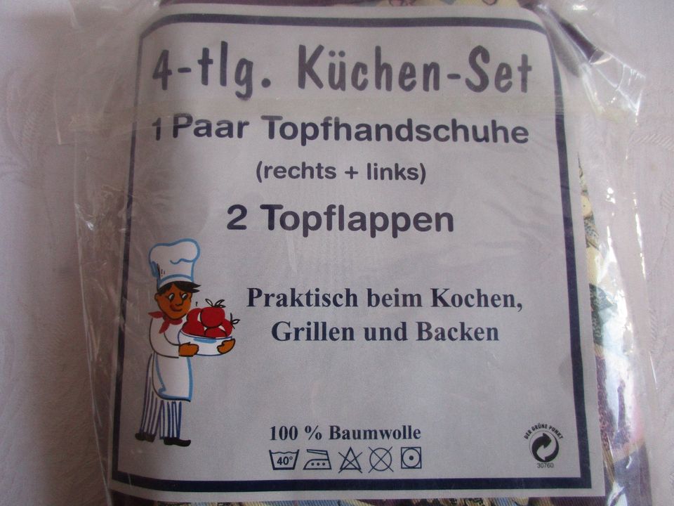 4-tlg. Küchen-Set Topfhandschuhe Topflappen OVP in Rödermark