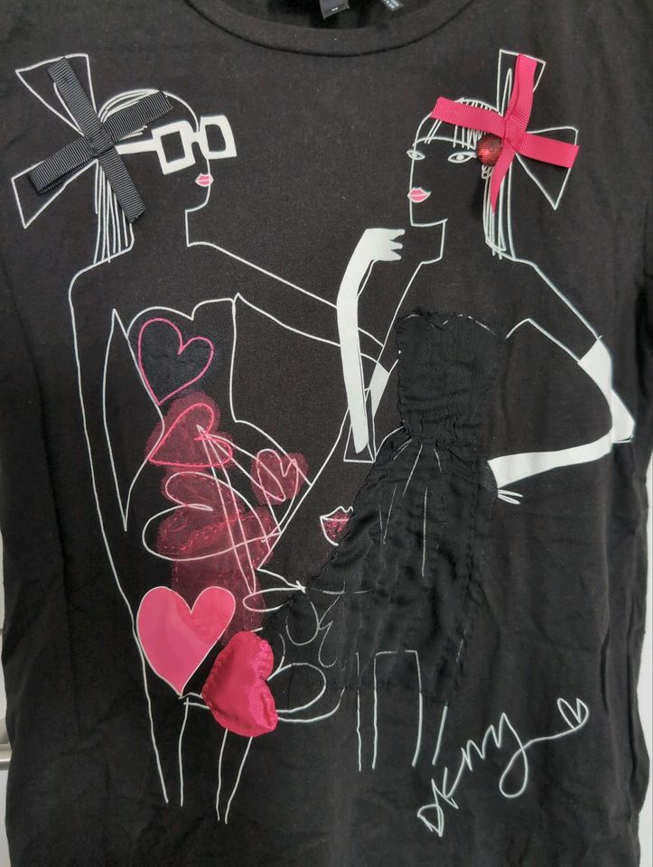 DKNY T-Shirt Model Deko Bedruckt Bestickte Deko Schwarz Pink in Sindelfingen