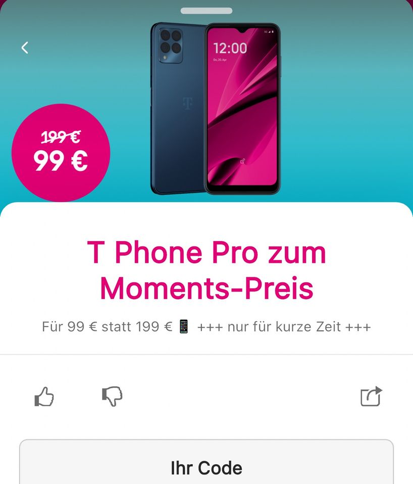 *Gutschein* Telekom T Phone Pro für 99€ statt 199€ erwerben in Essen