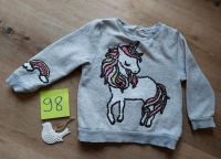 Pullover mit Einhornmotiv, grau, Pailletten, Regenbogen, Größe 98 Kreis Pinneberg - Hasloh Vorschau