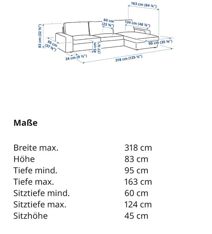 Bis 30.06.24 KIVIK 4er Sofa mit Recamiere Ikea in Bielefeld