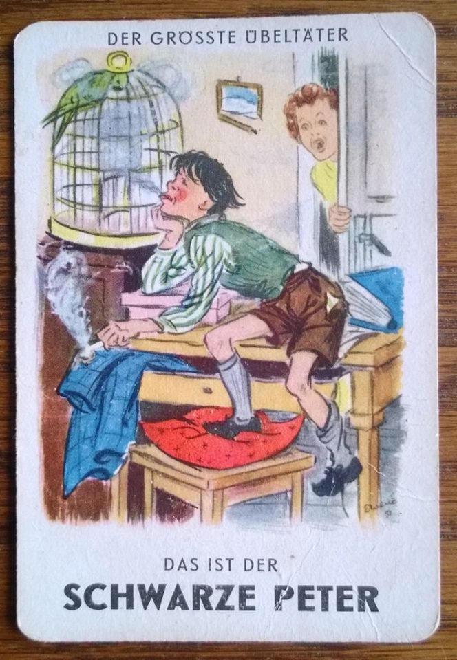 DDR-Kartenspiel (1950er Jahre) zur humorvollen Kindererziehung. in Zahna-Elster