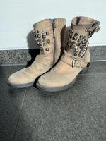 MJUS Damen Stiefeletten mit Zipper und Nieten Goldmetallic Natur Bayern - Neu Ulm Vorschau