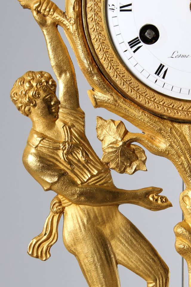 Antike französische Ormolu Uhr, Pendule, Bronze Relief, um 1840 in Gievenbeck