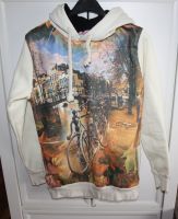 Damen Foto Print Hoodie Sweatshirt mit Fahrrad Print beige S/M Hessen - Büttelborn Vorschau