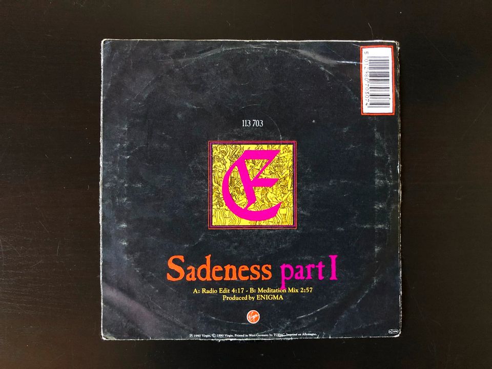 :: ENIGMA - Sadeness part I, Maxi Single, Virgin 1990 :: in Orsingen-Nenzingen