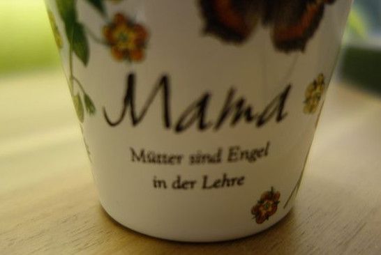 Kerze Steinzeug Keramik Marienkäfer Mama Schmetterling Blumen in Egelsbach