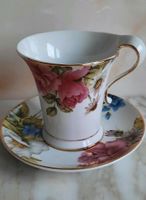 Tasse Kaffeebecher Rosen Rose Blumen Goldrand Neu Schleswig-Holstein - Bargteheide Vorschau