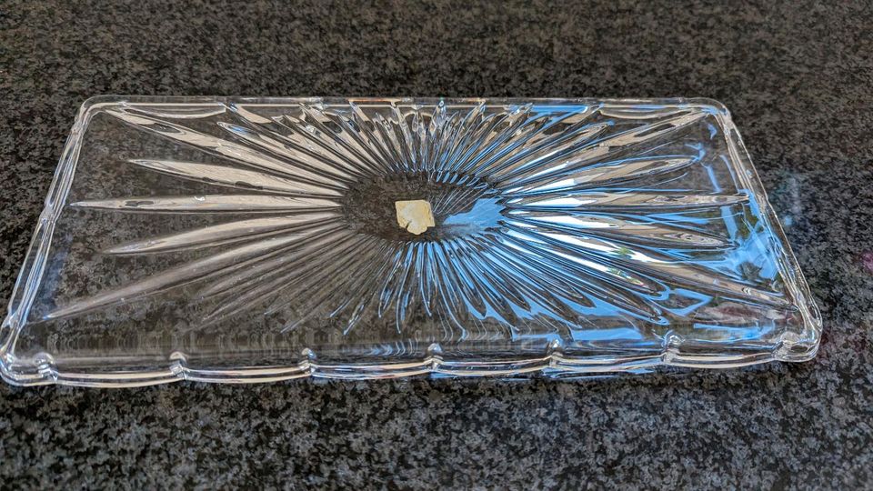 Rechteckige Kuchenplatte/ Servierplatte aus Bleikristallglas in Wolbeck