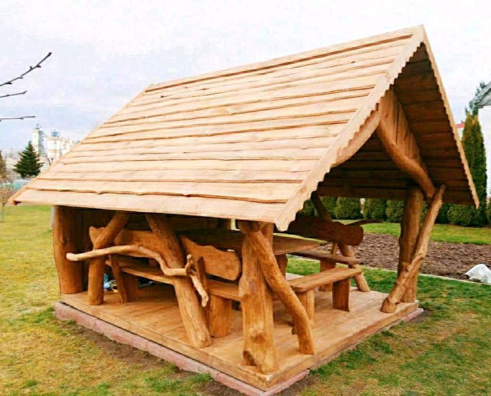 Gartenpavillon 3,5 Meter lang, Holzpavillon, Gartenhaus, Hütte in Aurach